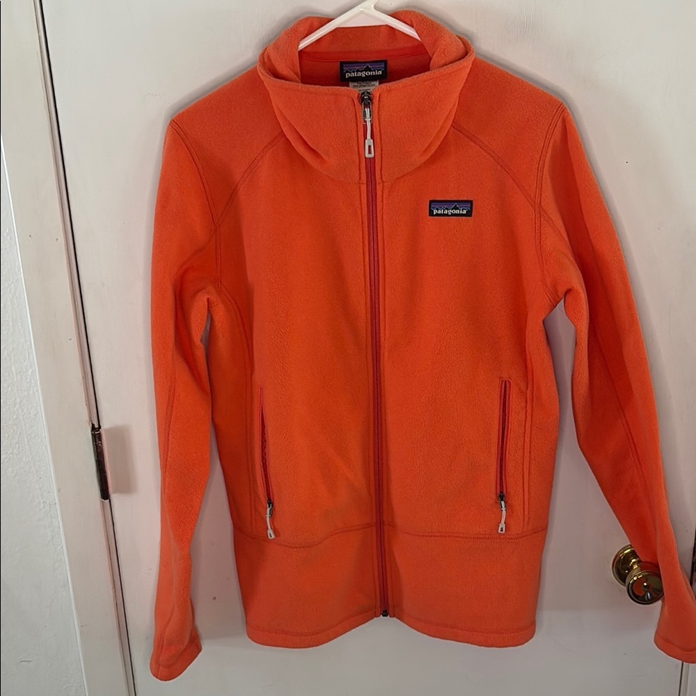 Patagonia tangerine orange fleece zip front jacket Size Medium